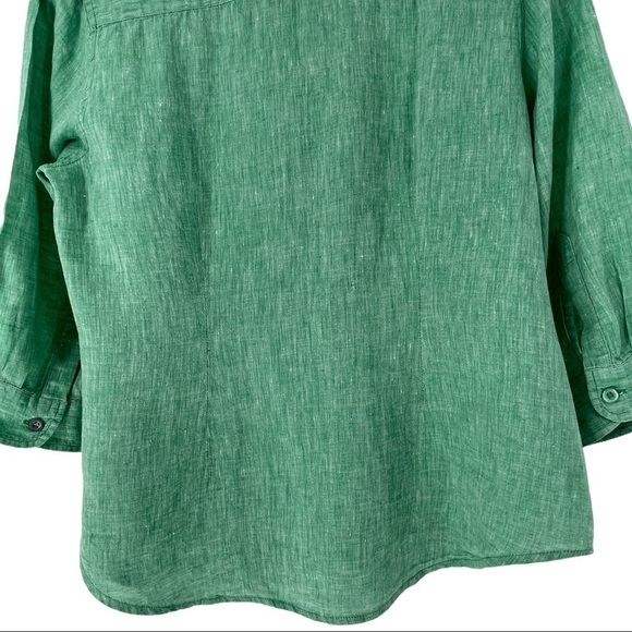 Coldwater Creek 100% Linen Button Up Green Blouse - Sz PM (10-12) - Picture 11 of 13